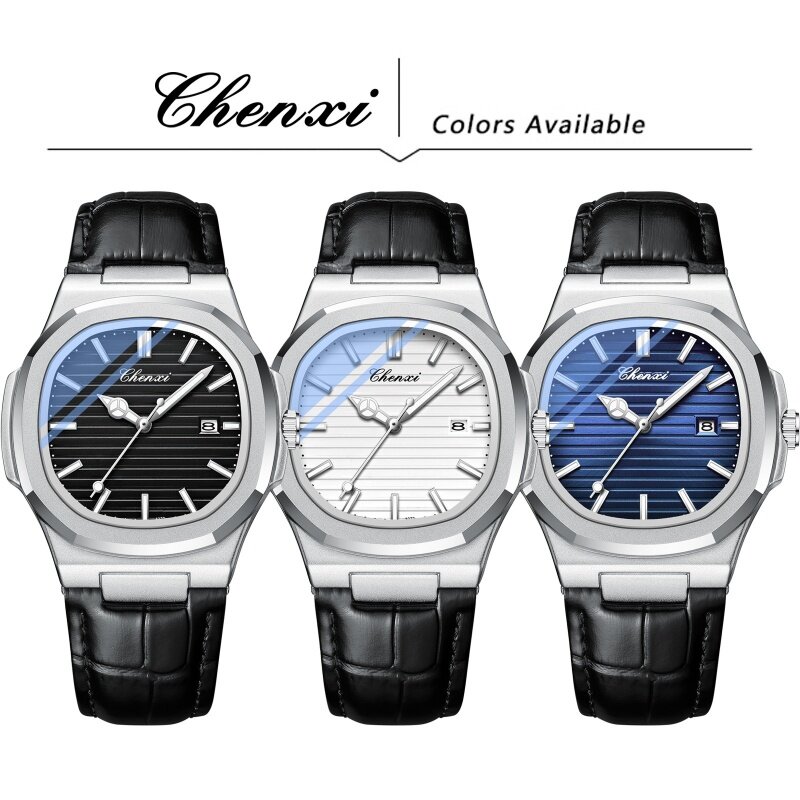 Chenxi 8222 Herren Quarzuhren Luxus Leder Armbanduhr wasserdicht leuchtende Datum männliche Uhr Uhren Geschenk Reloj Hombre