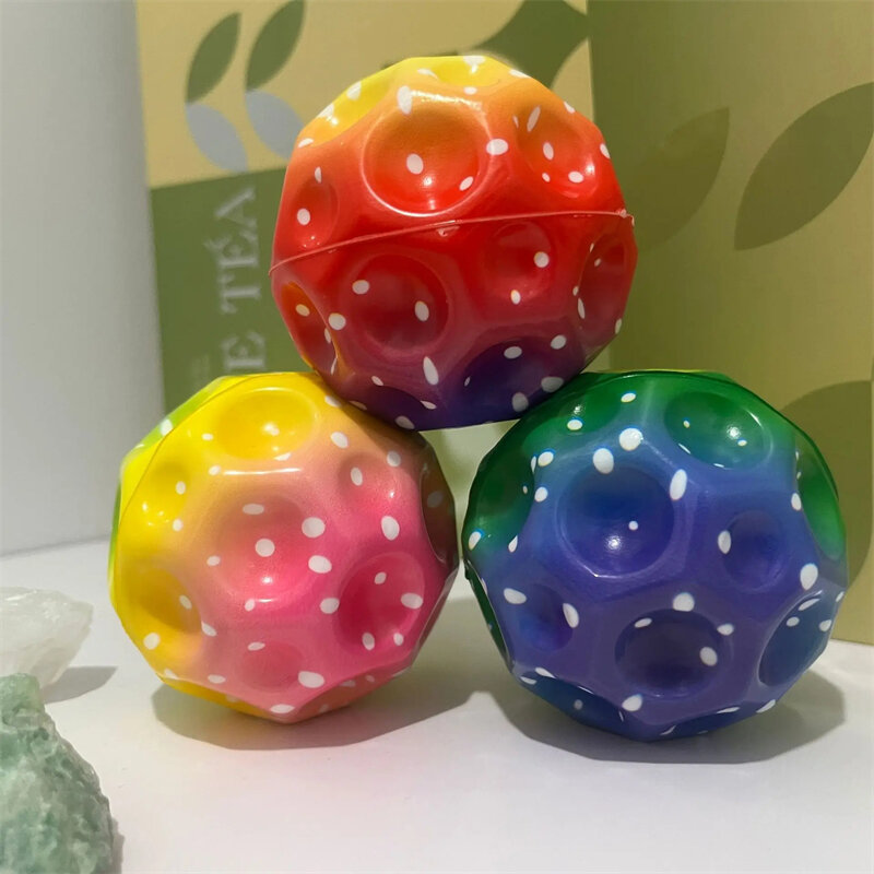 High Resilience Hole Ball Soft Bouncy Ball Anti Fall Moon Shape Porous Extreme High Bouncing Balls for Kids Outdoor Games Toys