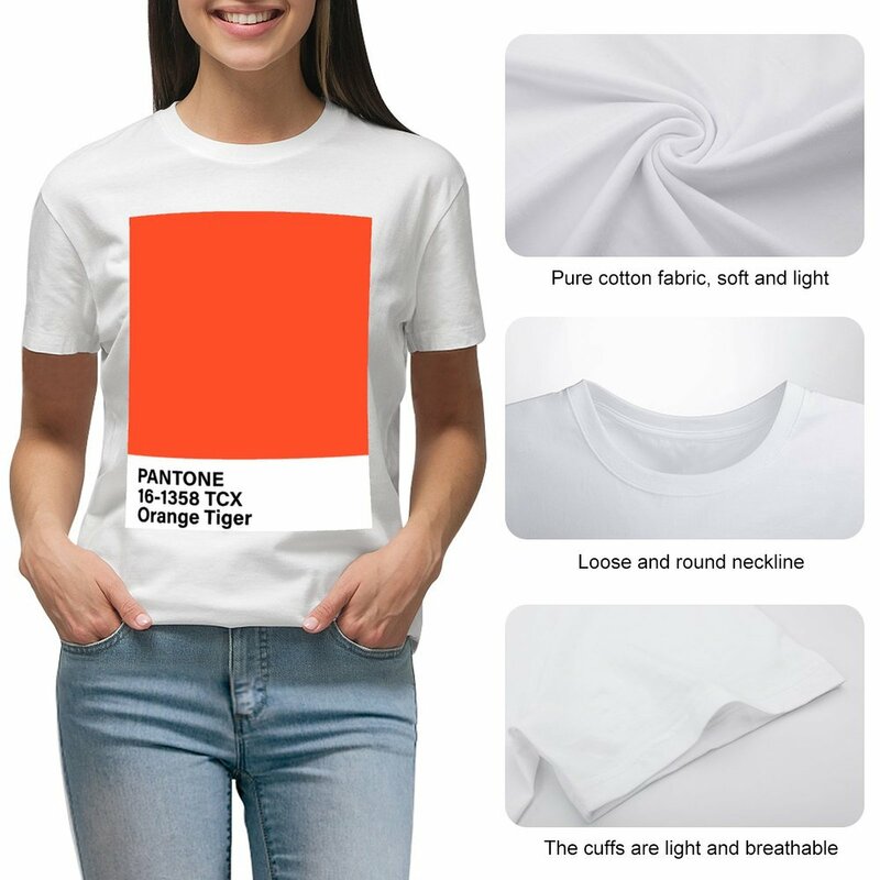 Pantone 16-100 tcx orange Tiger, orange Farbe T-Shirt Grafiken lustige Tier druck Shirt für Mädchen T-Shirt Kleid für Frauen lang