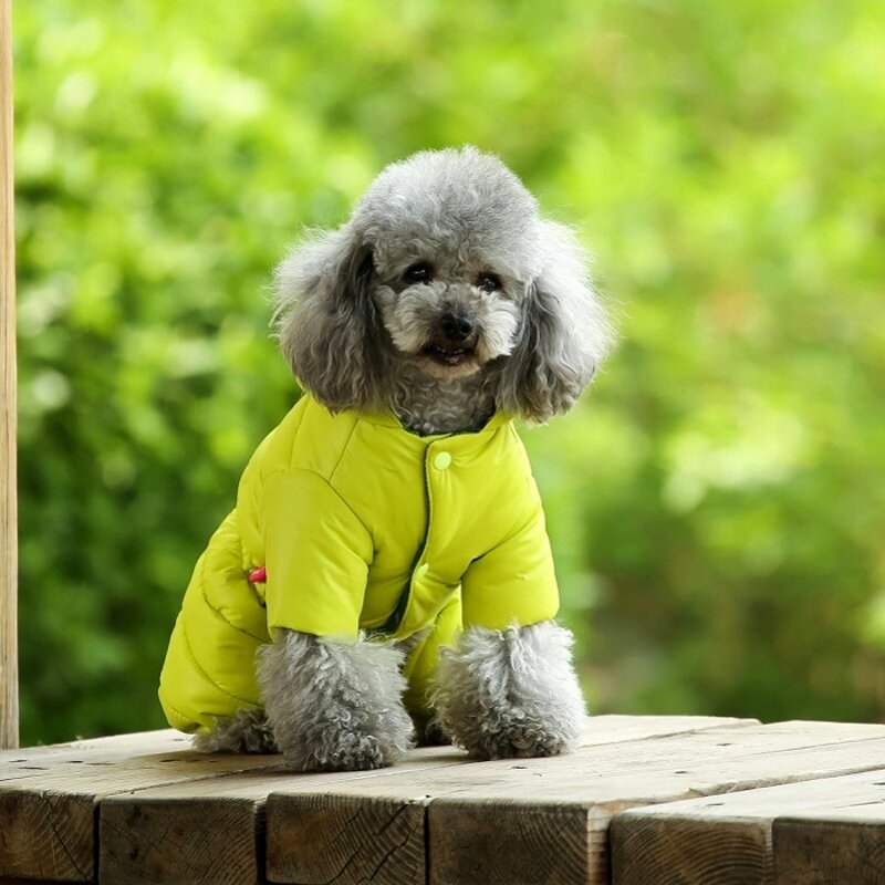 Winter Warm Down Dog Jacket Pet Dogs Costume Puppy Light-weight Four Legs Hoodie Coat Clothes For Teddy Bear Big Combinaison Ski