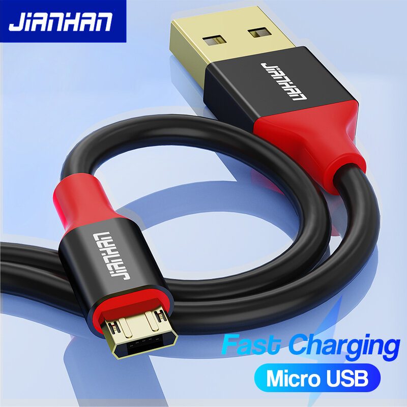 Jianhan-Micro USB reversível 3A cabo de carregamento rápido, carregador para Samsung, Xiaomi, HTC, LG, Andriod, dados, telefone móvel