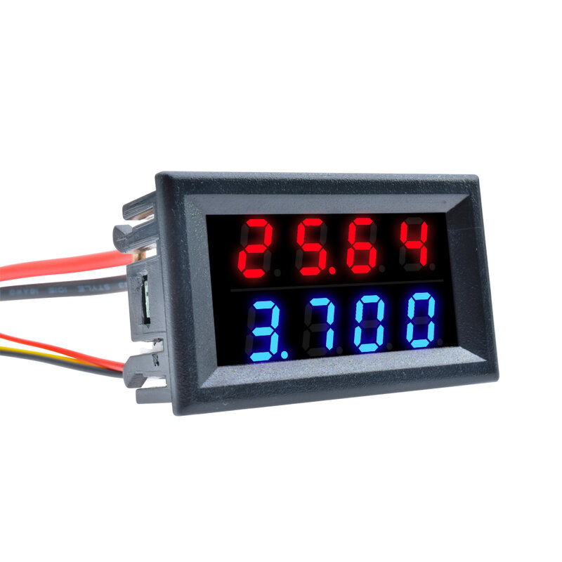 Mini voltímetro Digital, amperímetro de 4 bits, 5 cables, medidor de corriente de voltaje, probador azul, rojo, pantalla LED Dual, 100V CC, 200V, 10A, 0,28"