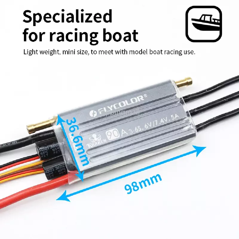 FLYCOLOR KREKEN ESC 40A 60A 90A 120A 150A Waterproof 3-6S 6V/7.4V BEC 2-way 32-bit Brushless Speed Controller for RC Racing Boat