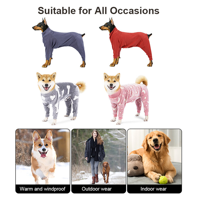 Baju anjing peliharaan musim dingin baru Sweatshirt anjing flanel hangat piama anjing baju empuk untuk pakaian anjing Labrador besar Medium