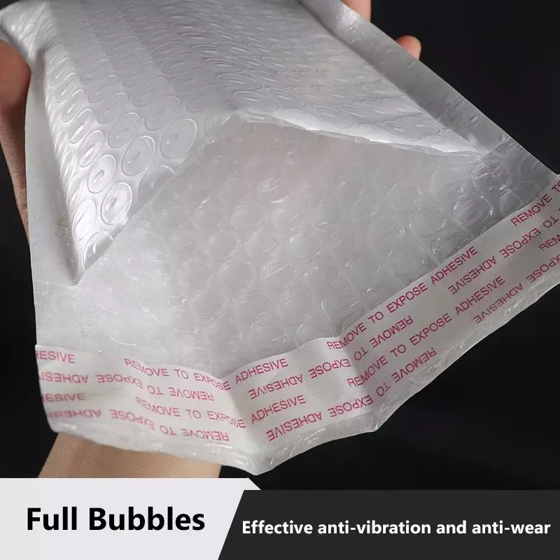 Sobres acolchados de burbujas para correo, sobres de polietileno para embalaje, bolsa de envío autosellada, color blanco, 20 piezas