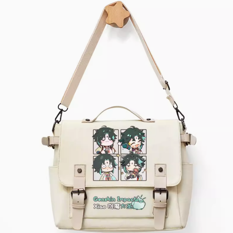 Аниме Genshin Impact Xiao, декоративная сумка на пояс, школьная сумка, модная удобная Студенческая сумка-мессенджер для подростков