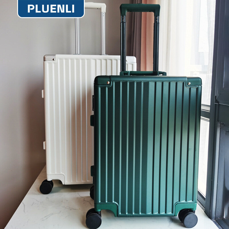 PLUENLI-maleta de equipaje con marco de aluminio, maletín resistente a caídas, con contraseña, prepucio, novedad
