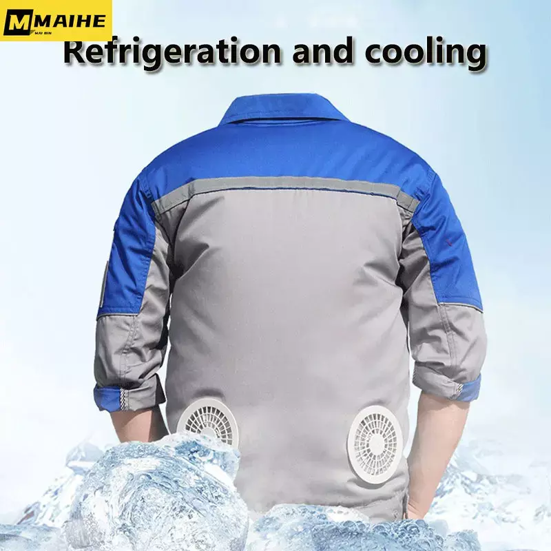Ropa de aire acondicionado para hombre, chaqueta de manga larga con ventilador de refrigeración, carga USB, ropa de electricista para actividades al aire libre