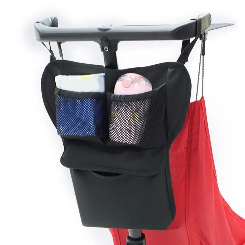 Organizadores suspensão para carrinho bebê funcional, bolsa armazenamento portátil, bolsa fraldas com alça ajustável