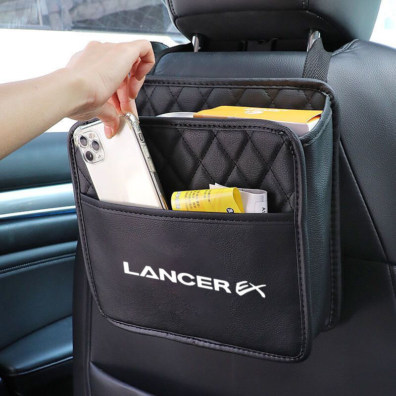 Organizador de asiento trasero de coche, bolsa de almacenamiento colgante, impermeable, accesorio de cuero PU para Mitsubishi Lancer