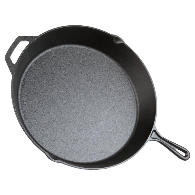 Pre-Seasoned 15" Cast Iron Skillet with Handle and Lips
