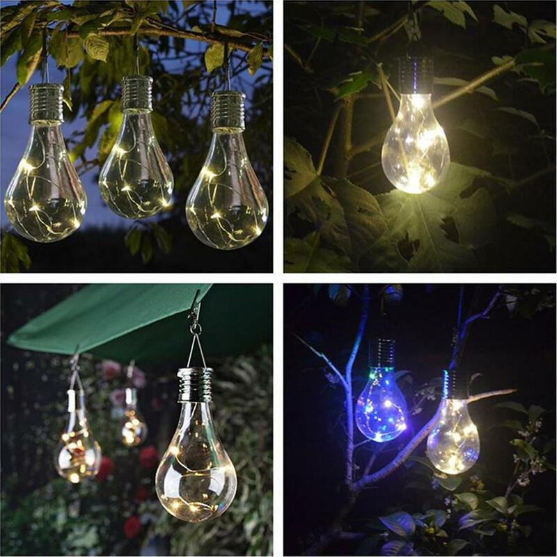 Lampadina solare a Led lanterne sospese per esterni a batteria da 40mah integrate per la decorazione del Patio della casa del giardino delle feste