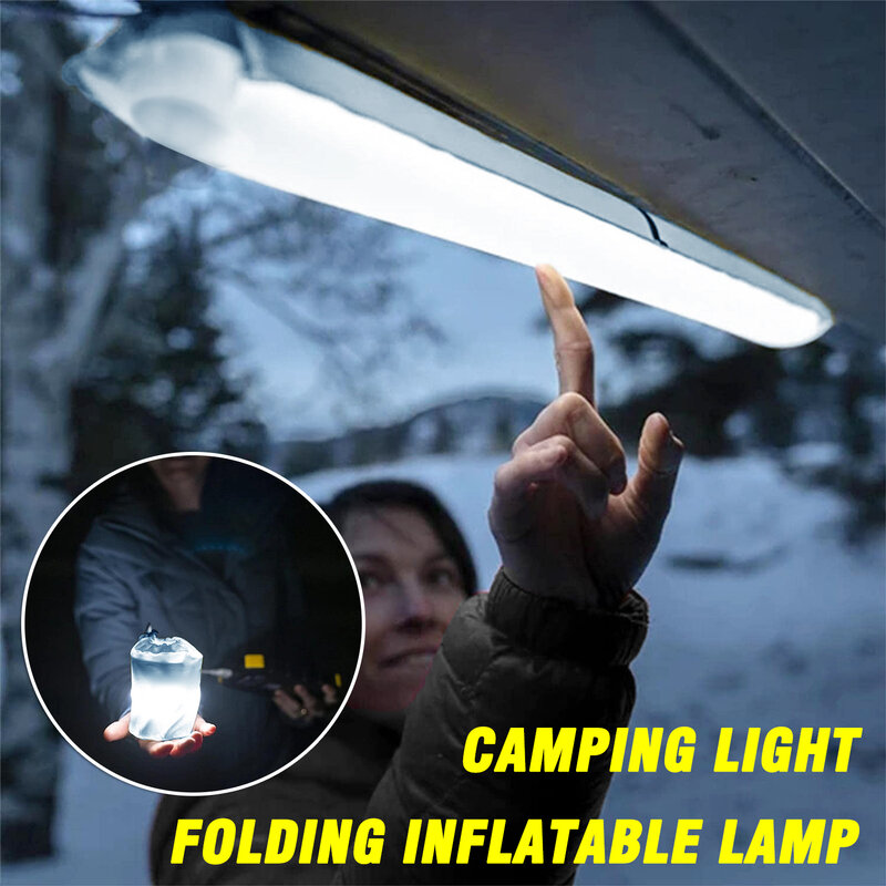 Linterna inflable para acampar, luz LED portátil plegable, alimentada por USB, equipo de Camping para viajes de emergencia al aire libre