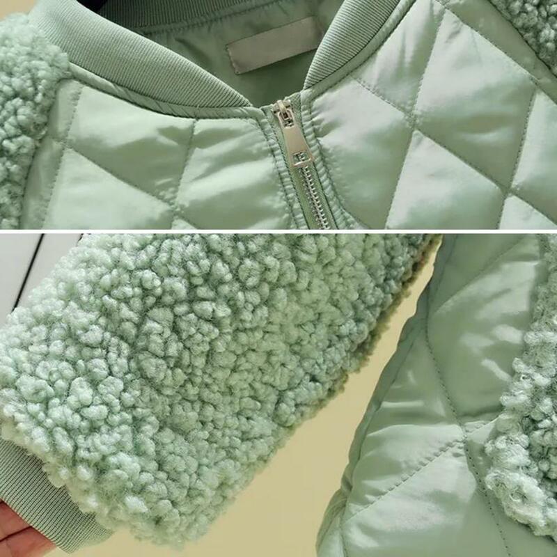 Frauen kurzen Baumwoll mantel Langarm Plüsch Spleiß jacke Taschen Reiß verschluss Knopfleiste Baumwolle gepolsterte Outwear
