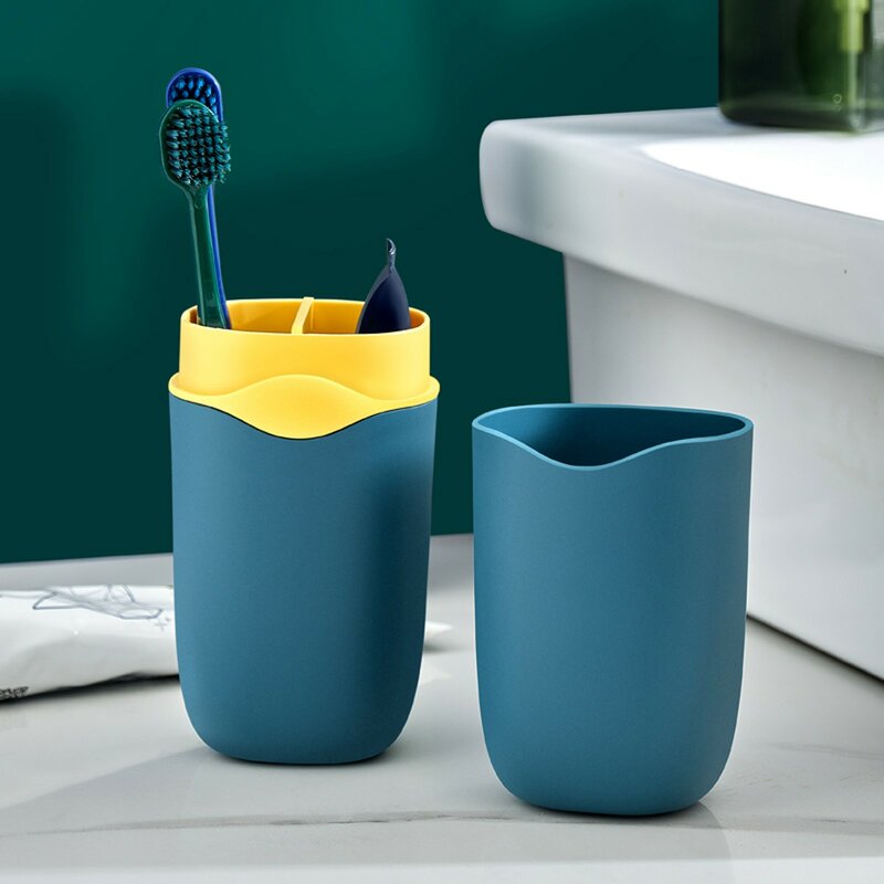 歯磨き粉ディスペンサー,持ち運び可能なバスルームカップキット,シングルブラシカップ,歯ブラシ用収納ボックス