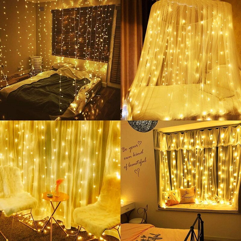2x 2/3x3/3x6m LED ghiacciolo luci natalizie LED Garden Fairy String Light 200/300/600 illuminazione natalizia a LED per la festa in casa di nozze