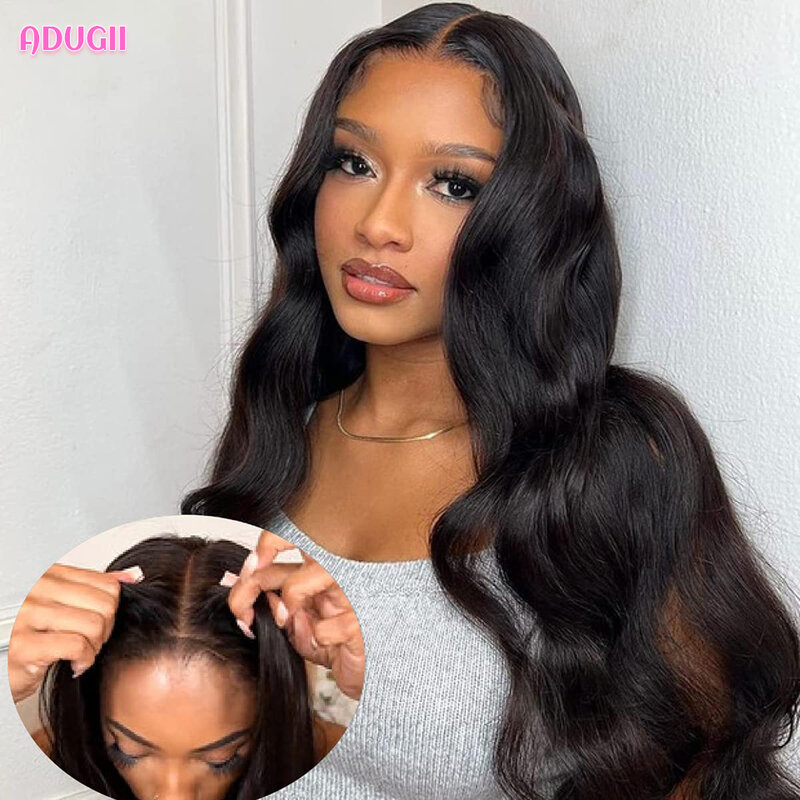 Adugii Glueless Wig Body Wave Lace Front Wig 4x4 Pre Cut Lace Closure Wig Human Hair For Women Lace Wig For Women