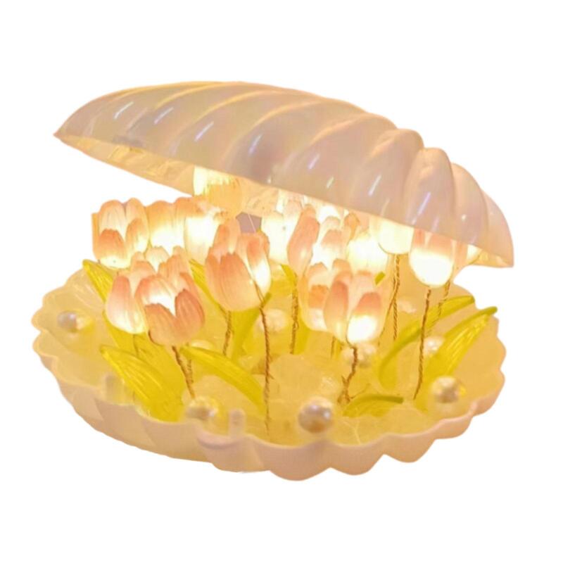 Forniture per luci notturne fai da te decorazione a LED lampada da tavolo con luce a tulipano per camera da letto dormitorio soggiorno comodino regalo di compleanno