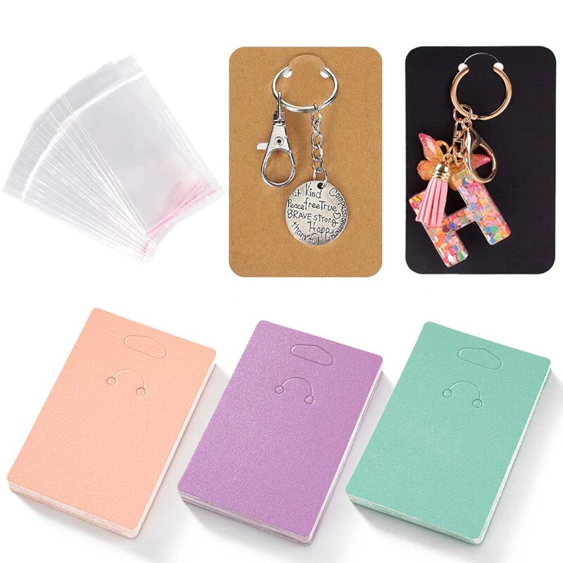 Keychain Display Card for Keyring, Jewelry Organizer, Exhibitor Store, Small Business Orders, Packaging Supplies, 50Pcs