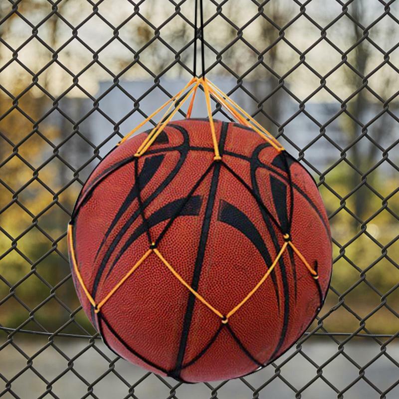1 buah tas jaring basket tas penyimpanan nilon bola tunggal membawa peralatan portabel olahraga luar ruangan sepak bola sepak bola tas voli