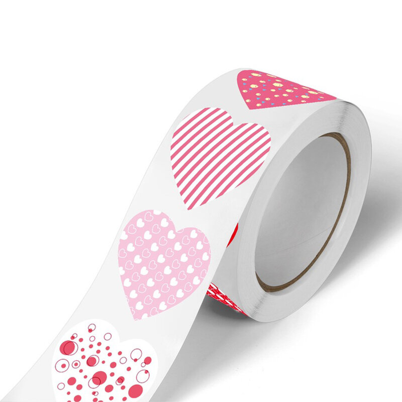 Stiker Label dekorasi pesta pernikahan, stiker berbentuk hati Hari Valentine warna-warni 500 buah, Stiker segel kemasan hadiah ulang tahun