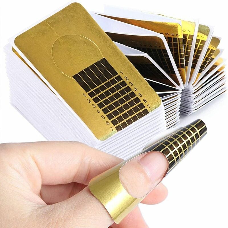 200/500x Easy to Use Nail Form Stickers Nail Art Durable Professional Gold Nail Forms Paper Holder Gel Nail Extensions Women