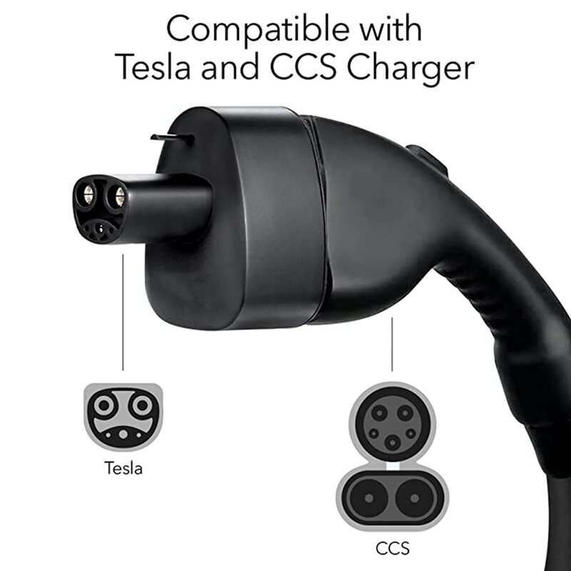 CCS 1 Adaptador de carregamento rápido para Tesla, modelo 3, S, X, Y, até 250KW, carregador DC, carregador de veículo elétrico, padrão americano