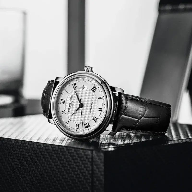 Modny, luksusowy, prosty, stały zegarek Frederique dla mężczyzn FC-303 na co dzień, automatyczny zegarek na rękę z skóra Premium paskiem