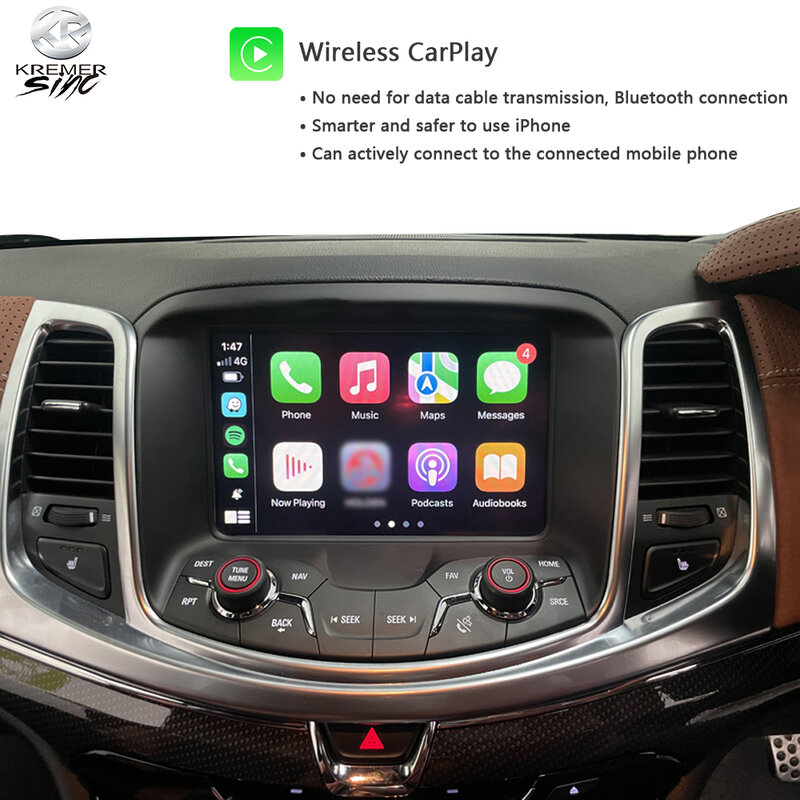 KSmart CarPlay nirkabel otomatis, AndroidAuto Retrofit untuk Holden Commodore VF1 VF2 MyLink sistem mendukung mikrofon OEM