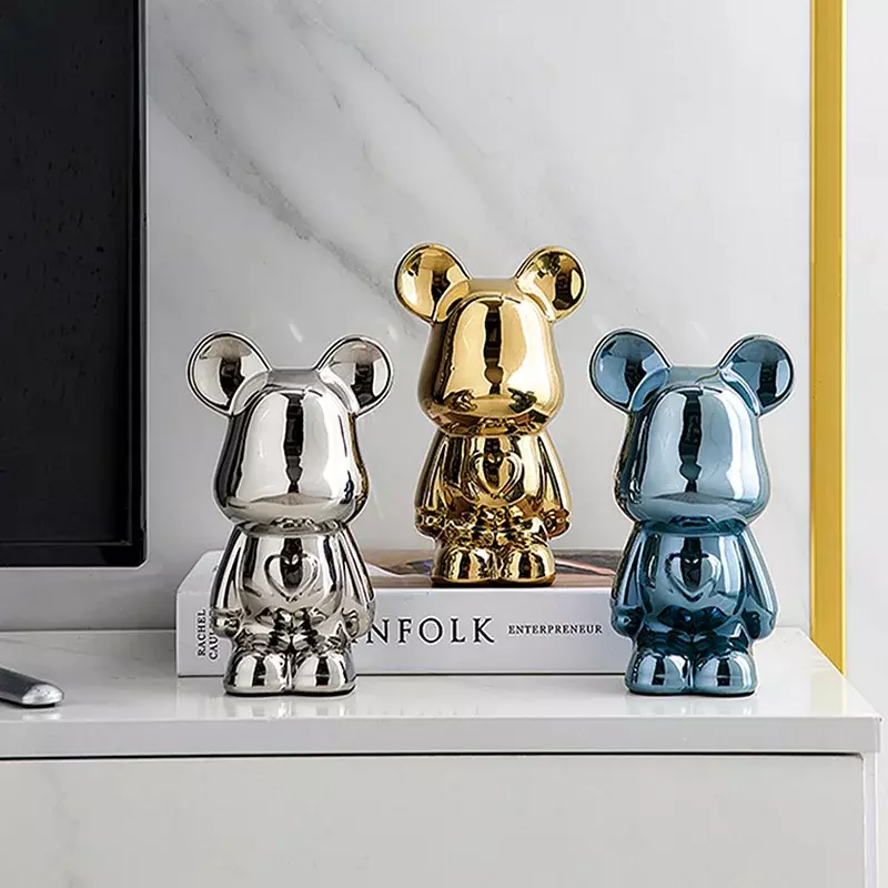 Nordic Bearbrick Bear Living Room Cartoon Garden Decoration Accessories Home Decor Arts and Crafts Supplies Desk Figurines Gifts