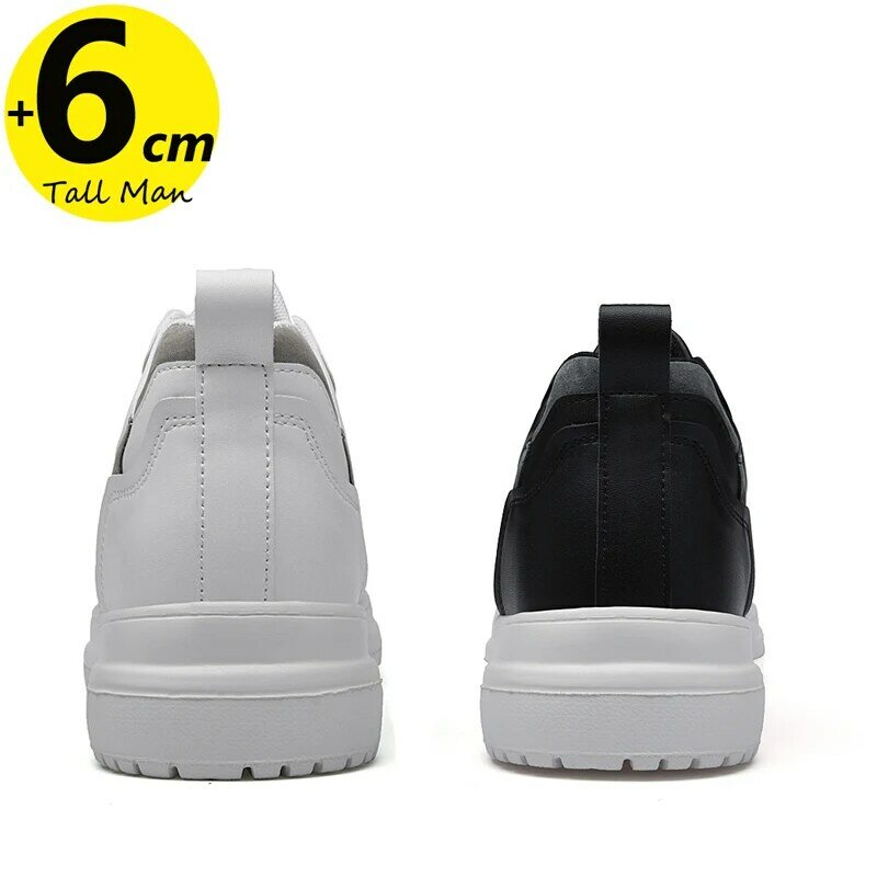 Sepatu kets olahraga untuk pria, sepatu Sneakers penambah tinggi, Sol dalam 6cm, sepatu santai pria ukuran Plus 36-44