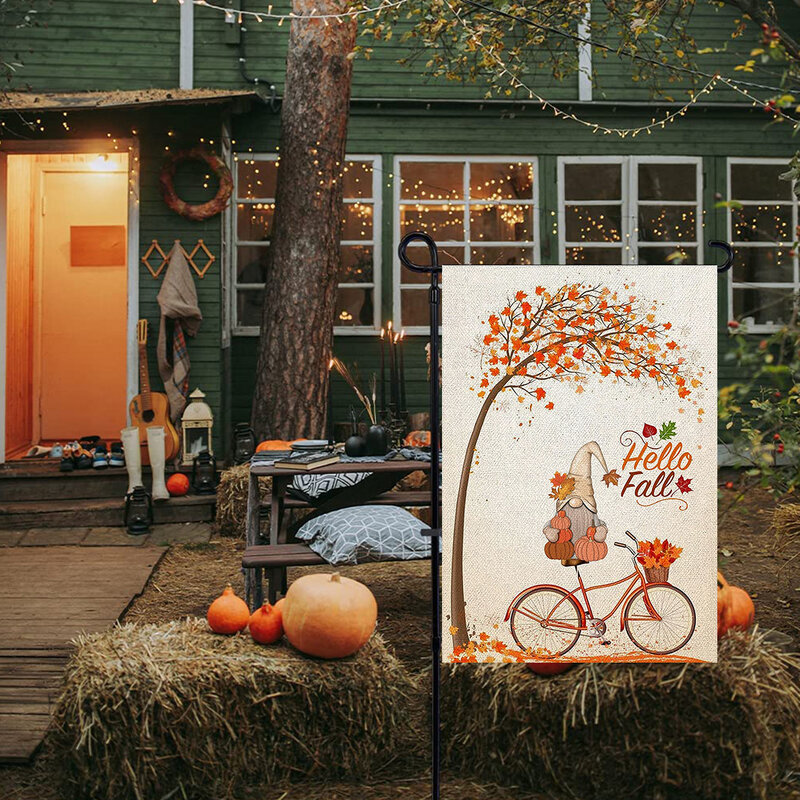 Осенний двусторонний Садовый флаг с рисунком кленовых листьев тыквы, украшение для фермы, без флагштоков, 1 шт.