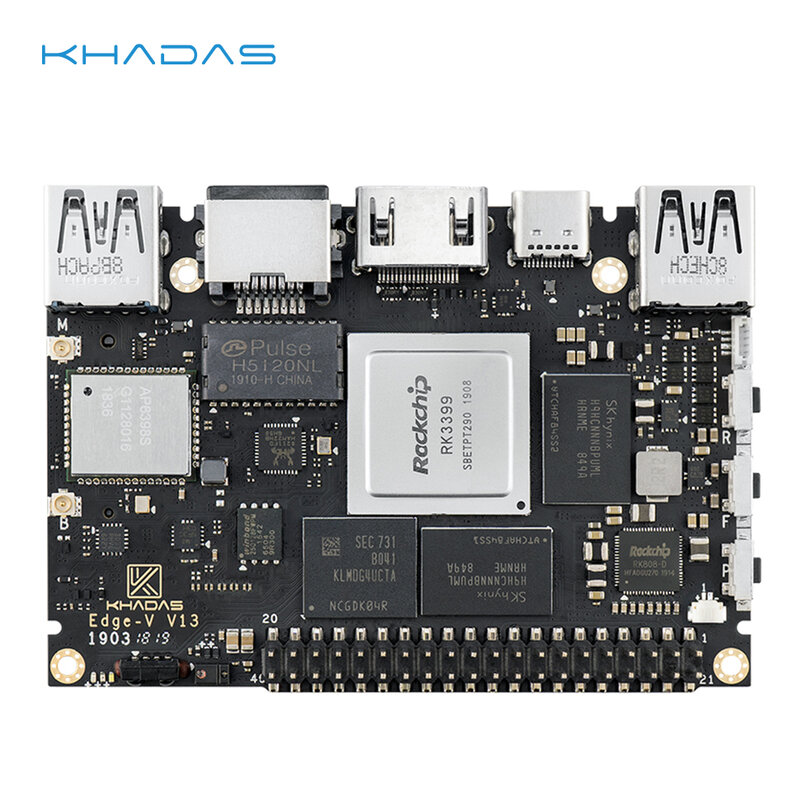 Khadas Edge-V Pro SBC: 4 Гб LPDDR4X + 32 ГБ eMMC один компьютер Rockchip RK3399 макетная плата M.2 слот для SSD и LTE mod