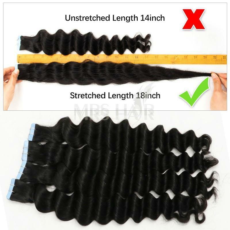 Deep Wave Tape In Human Hair Extensions Deep Curly Tape Ins Hair Extensions Black Girls Skin Weft Remy Natural Hair Extensions