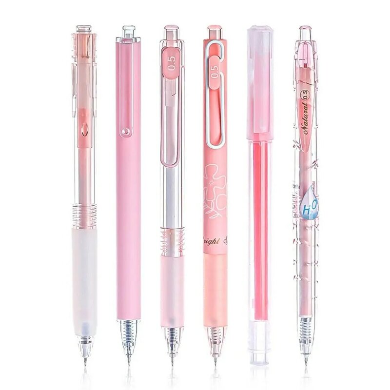 6Pcs/Set Kawaii Gel Pens Set Cute Ballpoint Pen P 0.5mm Black Ink Cartoon School Student Stationery Supplies