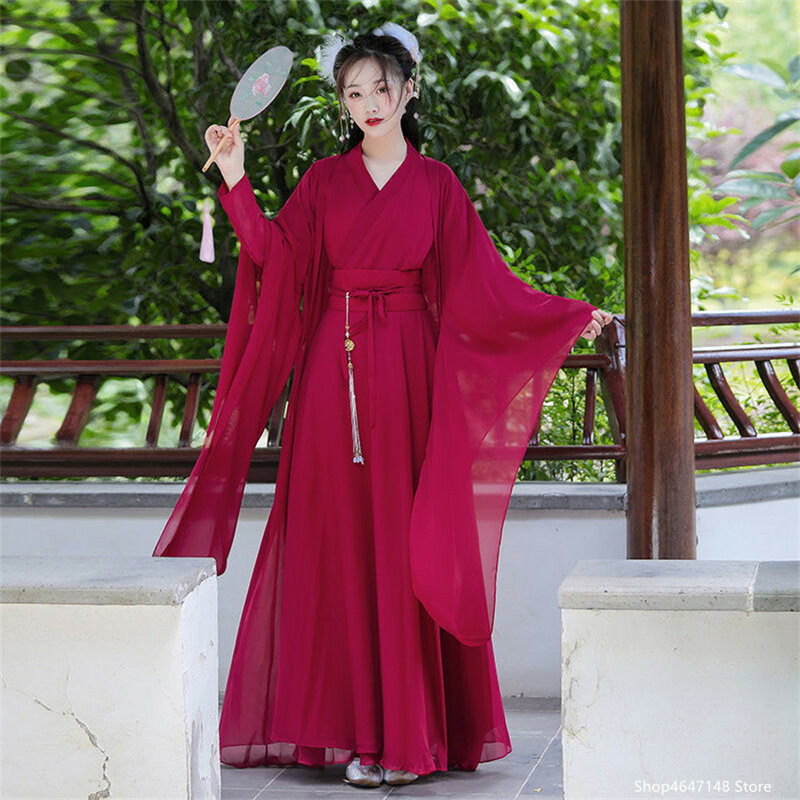 Китайское платье ханьфу, Женский костюм для косплея 2023, традиционное платье ханьфу старой династии ханьфу, темно-красное платье