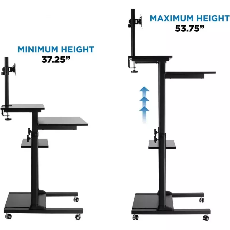 Mount-It-Mobile Stand Up Desk, altura ajustável, estação de trabalho do computador, rolamento apresentação carrinho, braço monitor, MI-7942B, B