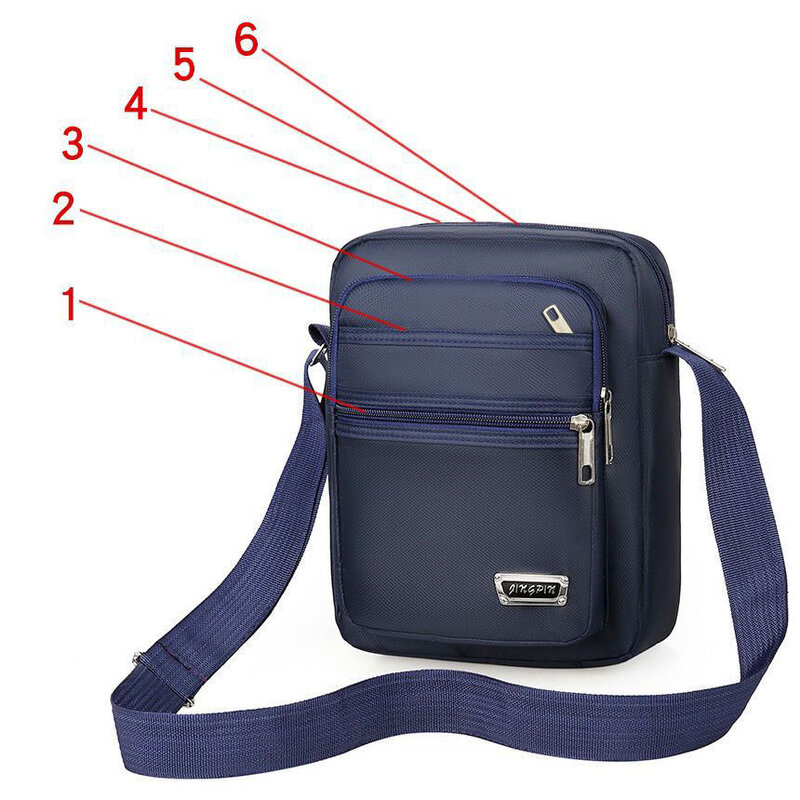 Bolsa de ombro de nylon para homens, Messenger Bag, Casual impermeável Nylon Zipper Pocket, Bolsa de viagem masculina