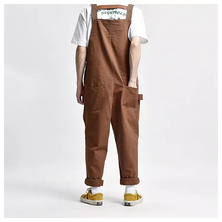 2023Hip Streetwear chmiel na szelkach japoński stylu Harajuku męskie spodnie kombinezony męskie kobiety para luźne spodnie Cargo z szerokimi nogawkami