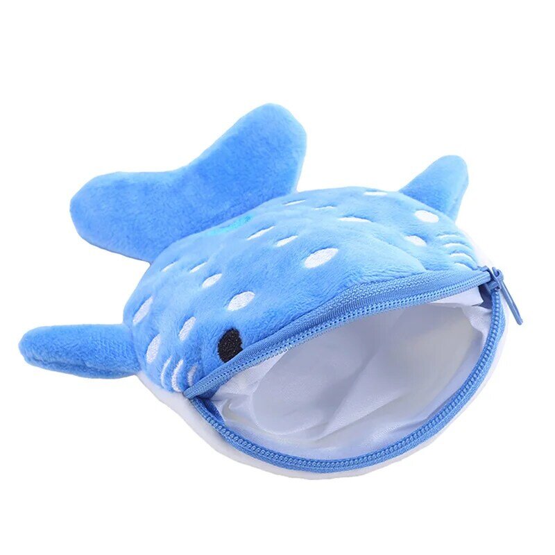 Simpatico cartone animato balena squalo portamonete Kawaii portafoglio portatile peluche portamonete chiave auricolare portamonete borsa con cerniera borsa regalo per bambini