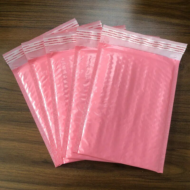14 ukuran tahan guncangan gelembung Mailer Express gelembung amplop merah muda Co ekstrusi Film tas gelembung perlengkapan bisnis kecil amplop empuk