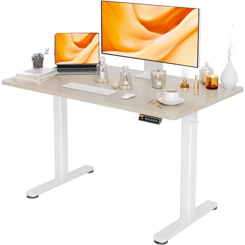 Escritorio de pie eléctrico, escritorio de pie de altura ajustable, soporte para sentarse en pulgadas, escritorio de oficina en casa con tablero de empalme