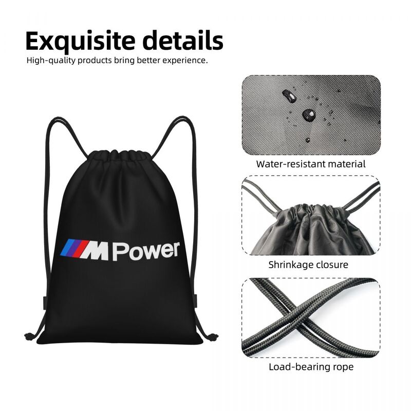 M Powers Sport Car Drawstring Backpack Sports Gym Bag for Women Men Training Sackpack