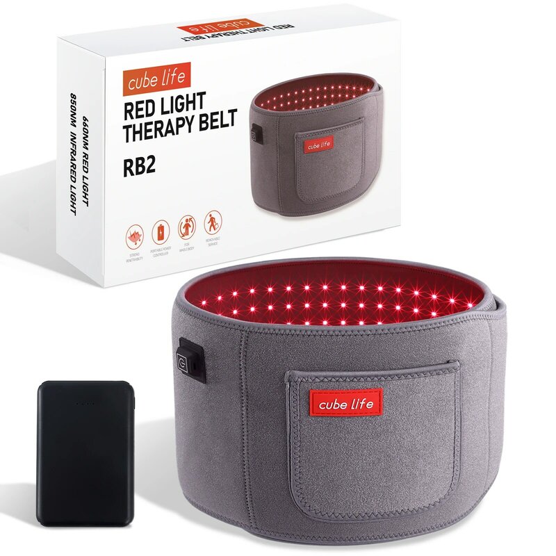 CUBE LIFE Electric Heat Pad Electric Lumbar Massage Belt Usb Red Light Heated Waistband Heat Waist Belt with Vibration Massage