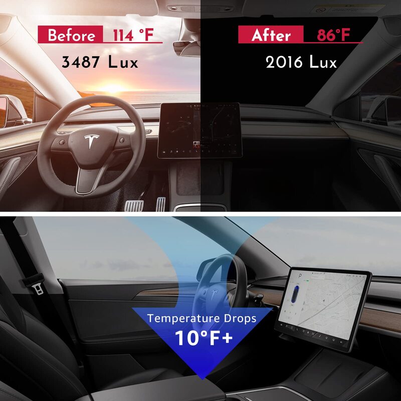 ที่บังแดดสำหรับ Tesla กระจกบังแดดด้านหน้าแบบพับได้กระบังป้องกันความร้อนสำหรับอุปกรณ์เสริม2024 Model3รุ่น Y