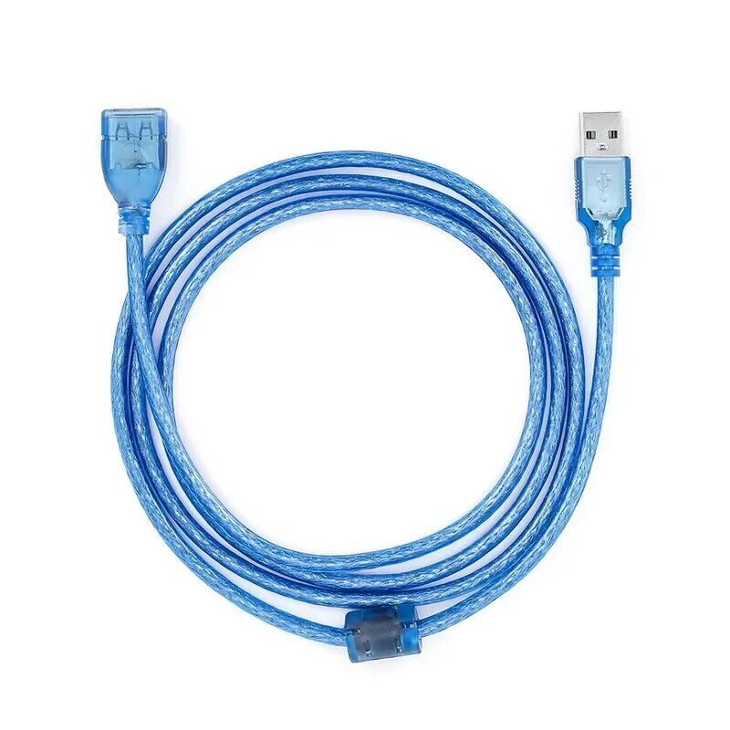 جميع النحاس 0.3/0.5/1/ 1.5/3/5/10 متر شفاف الأزرق USB تمديد كابل بيانات USB2.0 الذكور إلى الإناث