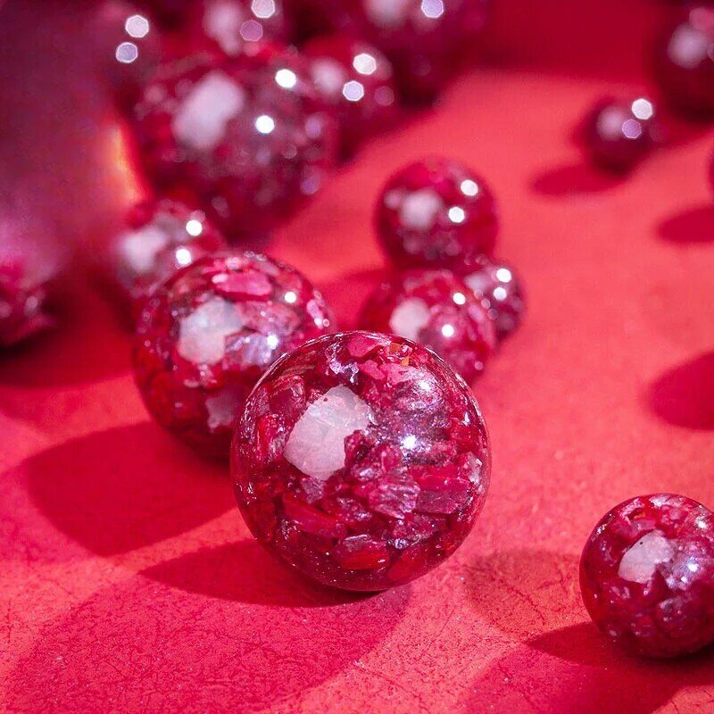 Authentic High Light Transmission Jadified Crystal Sand Cinnabar Fidelity Premium Scattered Beads High Content Accessories