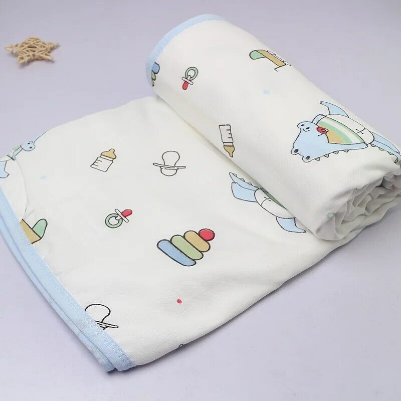 Six Layers Muslin Baby Swaddler Blanket Cotton Scarf Infant Spring Summer Stroller Blanket Baby Quilt Cartoon Blanket 100*150CM