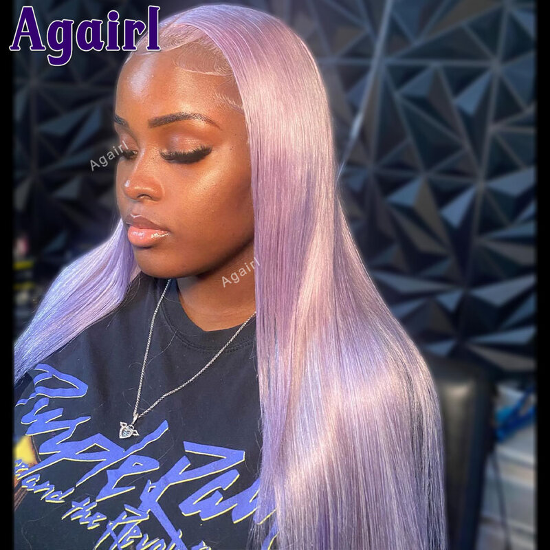 Light Purple Transparent 13x6 13X4 Lace Frontal Human Hair Wigs Lavender Straight Lace Front Wig 200 Density Lace Wigs For Women