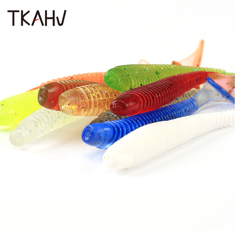 TKAHV 10 PCS 60มม.75มม.ยางทำจากซิลิคอน Paddle Tail Impact แหวน Soft Shad หนอนเหยื่อประดิษฐ์ Bass Jigg Wobblers swimbait Tackle